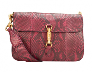 Gucci Burgundy Python Bag with Piston Lock with Gold Brass Hardware.